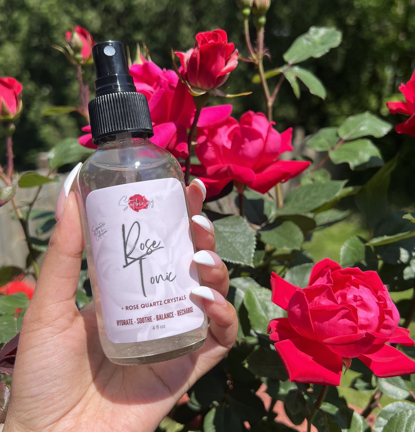 Rose Tonic + Rose Quartz Crystals