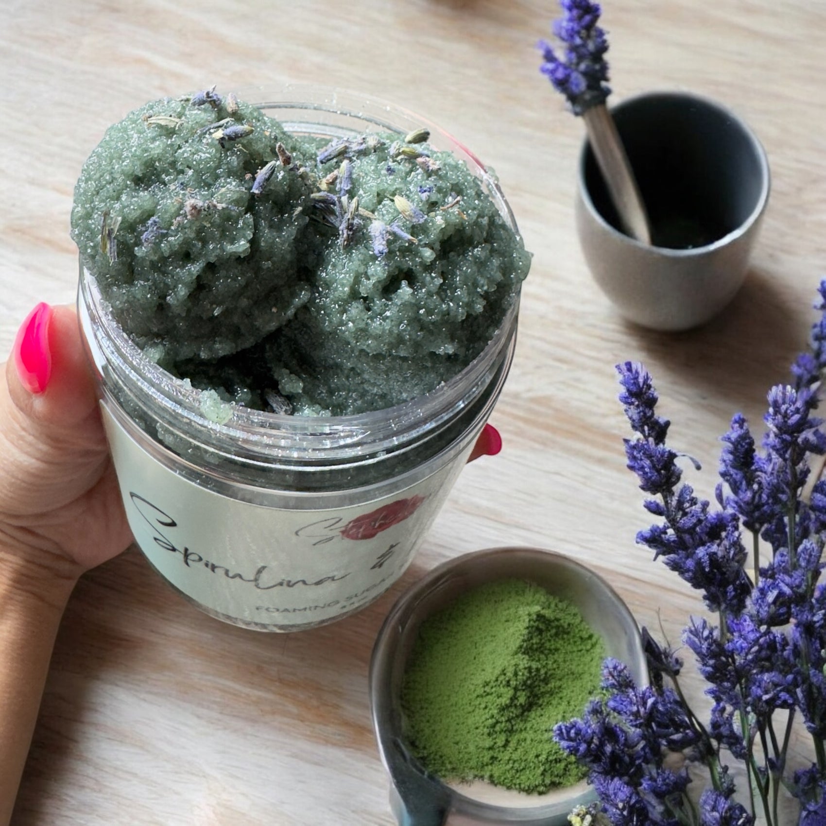 Spirulina and Matcha Body Scrub