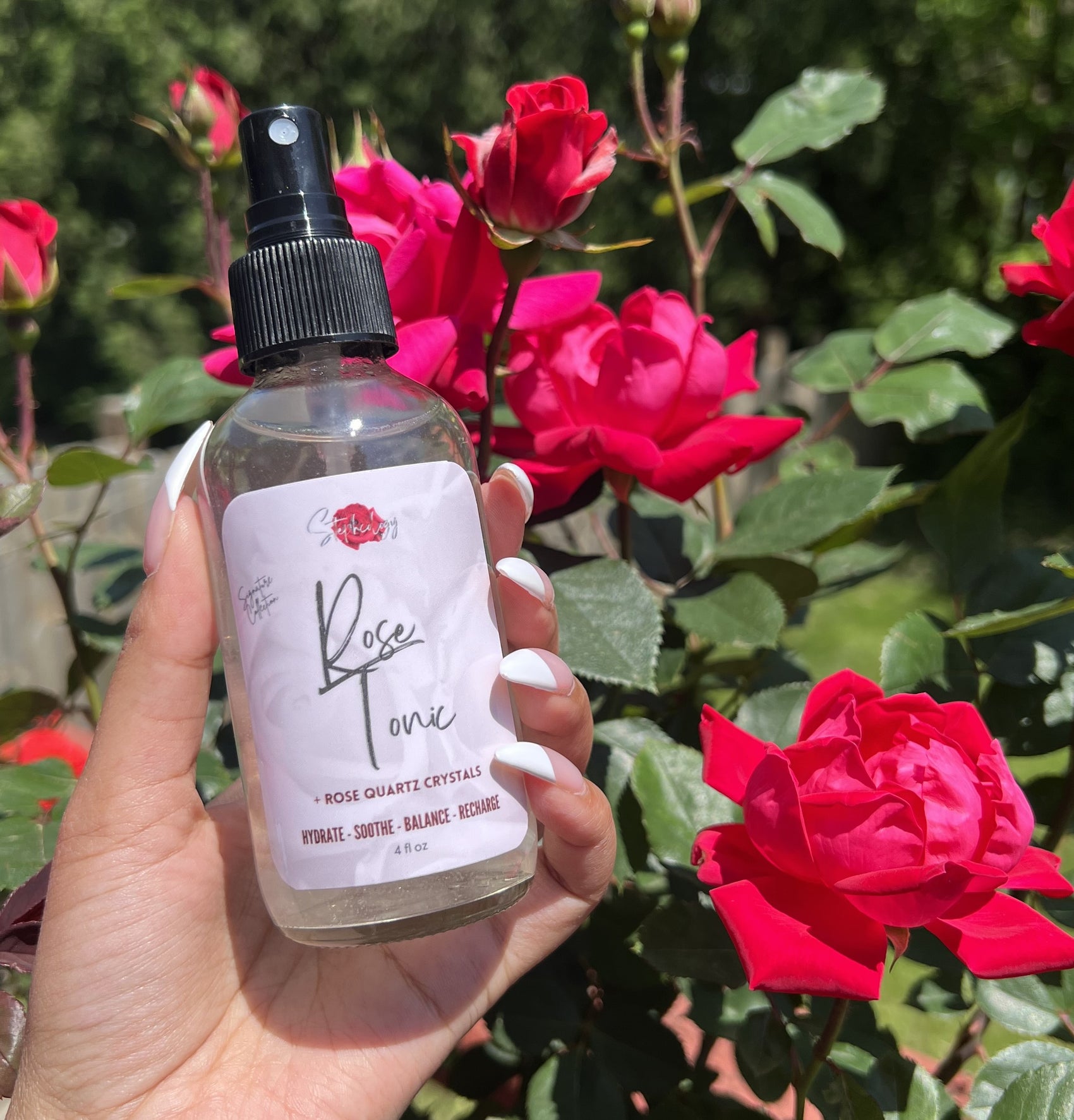 Rose Tonic + Rose Quartz Crystals